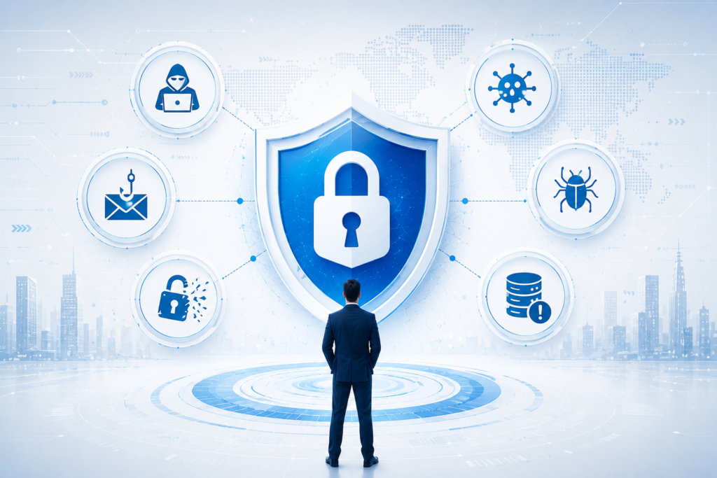 CISO analyzing enterprise cybersecurity threats and AI-driven security solutions in 2026